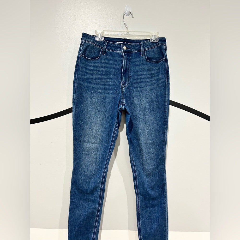 12 Tall old navy super skinny high rise blue jeans